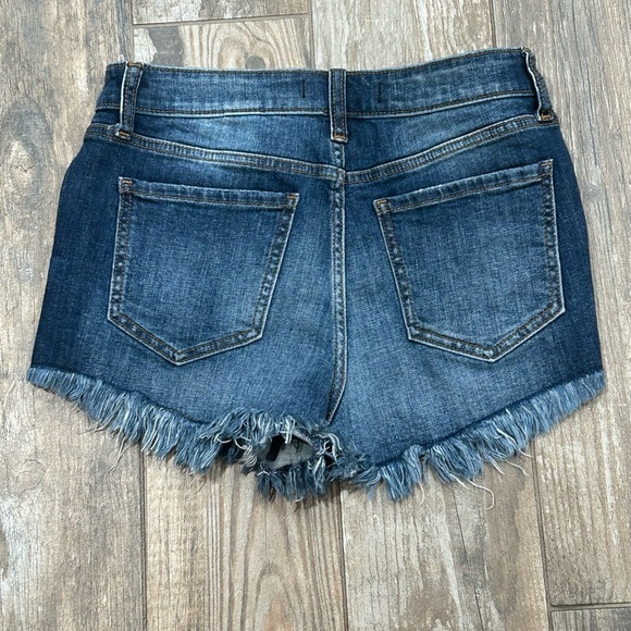 Cunina LuLu High Rise Cut Off Shortie Denim Distressed Frayed Jean Shorts  Sz M - Picture 2 of 5